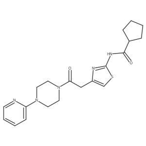 N-(4-(2-oxo-2-(4-(pyridin-2-yl)piperazin-1-yl)ethyl)thiazol-2-yl)cyclopentanecarboxamide Structure