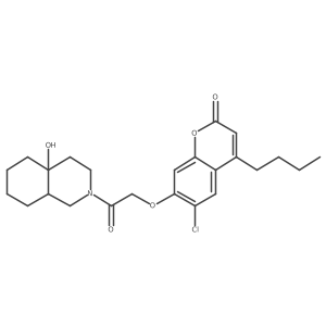 7-[2-[(4aS,8aS)-4a-hydroxy-1,3,4,5,6,7,8,8a-octahydroisoquinolin-2-yl]-2-oxoethoxy]-4-butyl-6-chlorochromen-2-one结构式