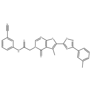 N-(3-cyanophenyl)-2-(5-methyl-4-oxo-6-(3-(m-tolyl)-1,2,4-oxadiazol-5-yl)thieno[2,3-d]pyrimidin-3(4H)-yl)acetamide结构式