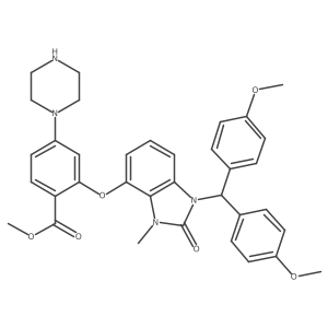 Methyl 2-[1-[bis(4-methoxyphenyl)methyl]-3-methyl-2-oxobenzimidazol-4-yl]oxy-4-piperazin-1-ylbenzoate Structure