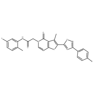 N-(5-fluoro-2-methylphenyl)-2-(6-(3-(4-fluorophenyl)-1,2,4-oxadiazol-5-yl)-5-methyl-4-oxothieno[2,3-d]pyrimidin-3(4H)-yl)acetamide结构式