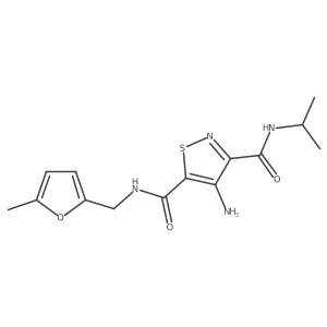 4-amino-N5-[(5-methylfuran-2-yl)methyl]-N3-(propan-2-yl)-1,2-thiazole-3,5-dicarboxamide结构式