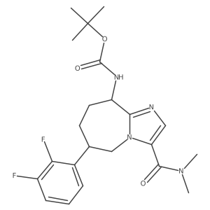 tert-Butyl ((6S,9R)-6-(2,3-difluorophenyl)-3-(dimethylcarbamoyl)-6,7,8,9-tetrahydro-5H-imidazo[1,2-a]azepin-9-yl)carbamate结构式