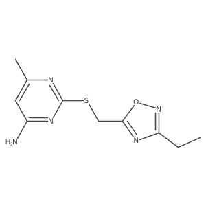 2-(((3-Ethyl-1,2,4-oxadiazol-5-yl)methyl)thio)-6-methylpyrimidin-4-amine结构式