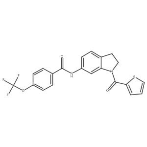 N-(1-(thiophene-2-carbonyl)indolin-6-yl)-4-(trifluoromethoxy)benzamide结构式