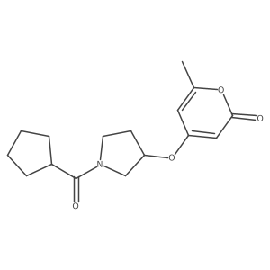 4-((1-(cyclopentanecarbonyl)pyrrolidin-3-yl)oxy)-6-methyl-2H-pyran-2-one Structure