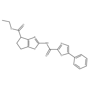 ethyl 2-(5-phenyloxazole-2-carboxamido)-5,6-dihydro-4H-cyclopenta[d]thiazole-4-carboxylate结构式