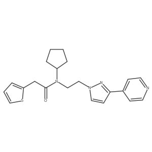 N-cyclopentyl-N-(2-(3-(pyridin-4-yl)-1H-pyrazol-1-yl)ethyl)-2-(thiophen-2-yl)acetamide结构式