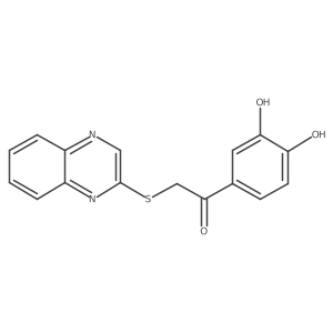 1-(3,4-Dihydroxyphenyl)-2-(quinoxalin-2-ylsulfanyl)ethan-1-one结构式
