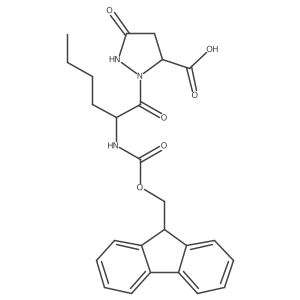 2-[(2S)-2-({[(9H-fluoren-9-yl)methoxy]carbonyl}amino)hexanoyl]-5-oxopyrazolidine-3-carboxylic acid Structure