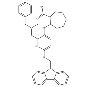 2-{3-[benzyl(methyl)amino]-2-({[(9H-fluoren-9-yl)methoxy]carbonyl}amino)propanamido}cycloheptane-1-carboxylic acid结构式