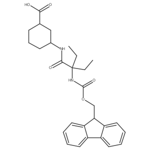 rac-(1R,3R)-3-[2-ethyl-2-({[(9H-fluoren-9-yl)methoxy]carbonyl}amino)butanamido]cyclohexane-1-carboxylic acid结构式