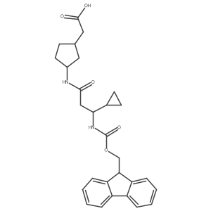 rac-2-[(1R,3S)-3-[3-cyclopropyl-3-({[(9H-fluoren-9-yl)methoxy]carbonyl}amino)propanamido]cyclopentyl]acetic acid结构式