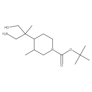 Tert-butyl 4-(1-amino-3-hydroxy-2-methylpropan-2-yl)-3-methylpiperidine-1-carboxylate结构式