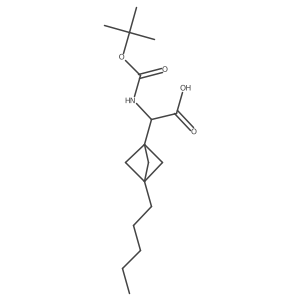 2-[(2-Methylpropan-2-yl)oxycarbonylamino]-2-(3-pentyl-1-bicyclo[1.1.1]pentanyl)acetic acid结构式