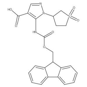 1-(1,1-dioxo-1lambda6-thiolan-3-yl)-5-({[(9H-fluoren-9-yl)methoxy]carbonyl}amino)-1H-pyrazole-4-carboxylic acid结构式