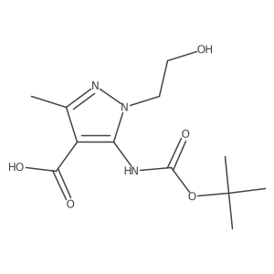 5-{[(tert-butoxy)carbonyl]amino}-1-(2-hydroxyethyl)-3-methyl-1H-pyrazole-4-carboxylic acid结构式