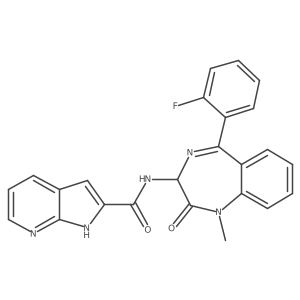 N-[5-(2-fluorophenyl)-1-methyl-2-oxo-2,3-dihydro-1H-1,4-benzodiazepin-3-yl]-1H-pyrrolo[2,3-b]pyridine-2-carboxamide结构式