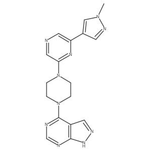 2-(1-methyl-1H-pyrazol-4-yl)-6-(4-{1H-pyrazolo[3,4-d]pyrimidin-4-yl}piperazin-1-yl)pyrazine Structure