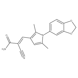 (Z)-3-[1-(1,3-benzodioxol-5-yl)-2,5-dimethylpyrrol-3-yl]-2-cyanoprop-2-enamide结构式