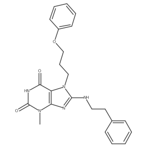 3-methyl-8-(phenethylamino)-7-(3-phenoxypropyl)-1H-purine-2,6(3H,7H)-dione Structure