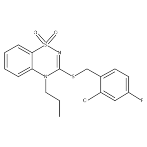 3-((2-chloro-4-fluorobenzyl)thio)-4-propyl-4H-benzo[e][1,2,4]thiadiazine 1,1-dioxide Structure