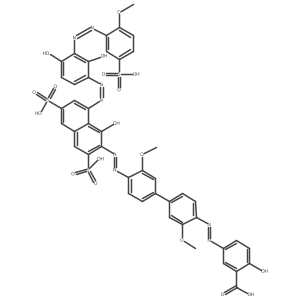 5-[4-[4-[[8-[2,4-dihydroxy-3-(2-methoxy-5-sulfo-phenyl)azo-phenyl]azo-1-hydroxy-3,6-disulfo-2-naphthyl]azo]-3-methoxy-phenyl]-2-methoxy-phenyl]azo-2-hydroxy-benzoic acid结构式