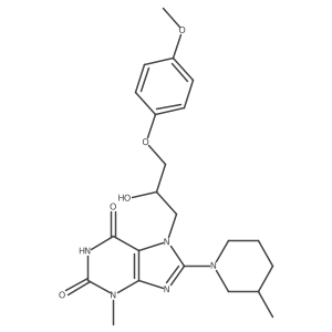 7-(2-hydroxy-3-(4-methoxyphenoxy)propyl)-3-methyl-8-(3-methylpiperidin-1-yl)-1H-purine-2,6(3H,7H)-dione结构式