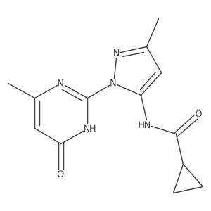 N-[5-methyl-2-(6-methyl-4-oxo-1H-pyrimidin-2-yl)pyrazol-3-yl]cyclopropanecarboxamide结构式