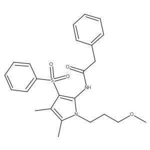 N-[1-(3-methoxypropyl)-4,5-dimethyl-3-(phenylsulfonyl)-1H-pyrrol-2-yl]-2-phenylacetamide结构式