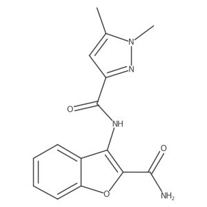 N-(2-carbamoylbenzofuran-3-yl)-1,5-dimethyl-1H-pyrazole-3-carboxamide结构式
