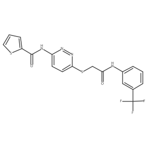 N-(6-((2-oxo-2-((3-(trifluoromethyl)phenyl)amino)ethyl)thio)pyridazin-3-yl)thiophene-2-carboxamide结构式
