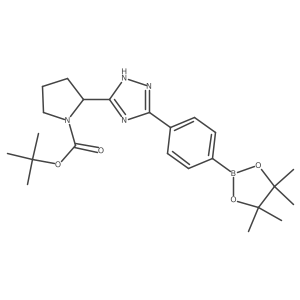 (S)-tert-butyl 2-(5-(4-(4,4,5,5-tetramethyl-1,3,2-dioxaborolan-2-yl)phenyl)-4H-1,2,4-triazol-3-yl)pyrrolidine-1-carboxylate Structure