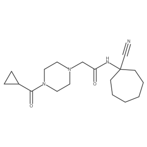 N-(1-cyanocycloheptyl)-2-(4-cyclopropanecarbonylpiperazin-1-yl)acetamide Structure