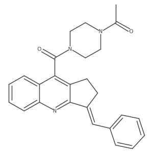 1-{4-[3-(phenylmethylidene)-1H,2H,3H-cyclopenta[b]quinoline-9-carbonyl]piperazin-1-yl}ethan-1-one Structure