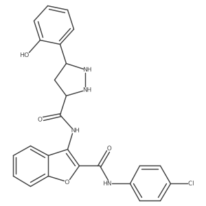 N-[2-[(4-chlorophenyl)carbamoyl]-1-benzofuran-3-yl]-5-(2-hydroxyphenyl)pyrazolidine-3-carboxamide结构式
