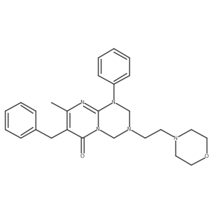 6H-Pyrimido[1,2-a]-1,3,5-triazin-6-one, 1,2,3,4-tetrahydro-8-methyl-3-[2-(4-morpholinyl)ethyl]-1-phenyl-7-(phenylmethyl)-结构式