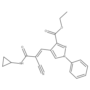 ethyl 4-[(Z)-2-cyano-3-(cyclopropylamino)-3-oxoprop-1-enyl]-1-phenylpyrazole-3-carboxylate Structure