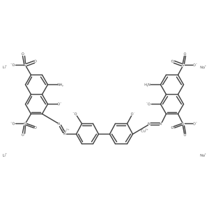 [mu-[[3,3a(2)-[[3,3a(2)-Di(hydroxy-kappaO)[1,1a(2)-biphenyl]-4,4a(2)-diyl]bis(2,1-diazenediyl-kappaN1)]bis[5-amino-4-(hydroxy-kappaO)-2,7-naphthalenedisulfonato]](8-)]]di-cuprate(4-) lithium sodium (1:2:2) Structure