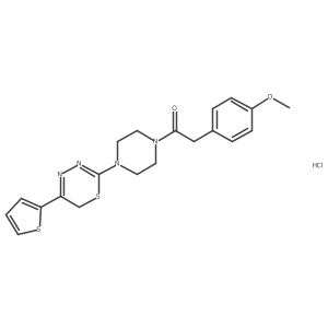 2-(4-methoxyphenyl)-1-(4-(5-(thiophen-2-yl)-6H-1,3,4-thiadiazin-2-yl)piperazin-1-yl)ethanone hydrochloride结构式