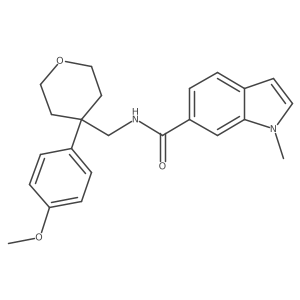 N-{[4-(4-methoxyphenyl)tetrahydro-2H-pyran-4-yl]methyl}-1-methyl-1H-indole-6-carboxamide结构式