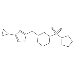 3-Cyclopropyl-5-((1-(pyrrolidin-1-ylsulfonyl)piperidin-3-yl)methyl)-1,2,4-oxadiazole结构式