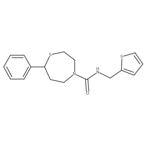 7-phenyl-N-(thiophen-2-ylmethyl)-1,4-thiazepane-4-carboxamide Structure