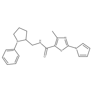 4-methyl-N-((1-phenylpyrrolidin-2-yl)methyl)-2-(1H-pyrrol-1-yl)thiazole-5-carboxamide结构式