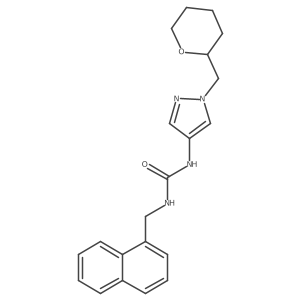 1-(naphthalen-1-ylmethyl)-3-(1-((tetrahydro-2H-pyran-2-yl)methyl)-1H-pyrazol-4-yl)urea Structure