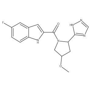 (5-Fluoro-1H-indol-2-yl)-[(2S,4R)-4-methoxy-2-(1H-1,2,4-triazol-5-yl)pyrrolidin-1-yl]methanone Structure