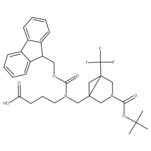 rac-4-({[(1R,5R)-3-[(tert-butoxy)carbonyl]-5-(trifluoromethyl)-3-azabicyclo[3.1.0]hexan-1-yl]methyl}({[(9H-fluoren-9-yl)methoxy]carbonyl})amino)butanoic acid结构式