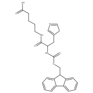 5-[2-({[(9H-fluoren-9-yl)methoxy]carbonyl}amino)-3-(1,3-thiazol-5-yl)propanamido]pentanoic acid结构式