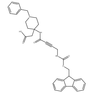 2-{1-benzyl-4-[4-({[(9H-fluoren-9-yl)methoxy]carbonyl}amino)but-2-ynamido]piperidin-4-yl}acetic acid结构式