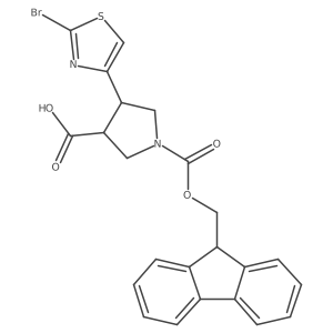 4-(2-bromo-1,3-thiazol-4-yl)-1-{[(9H-fluoren-9-yl)methoxy]carbonyl}pyrrolidine-3-carboxylic acid结构式